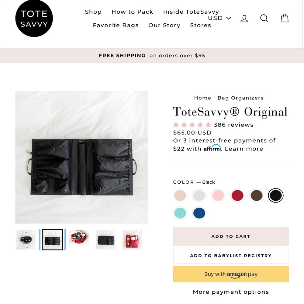 ToteSavvy Organizer plus Stroller Clips NEW